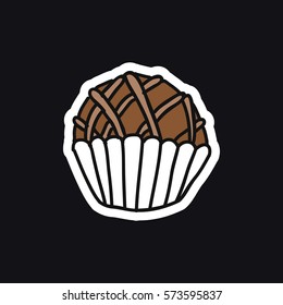 doodle icon, sticker. chocolate candy. vector illustration