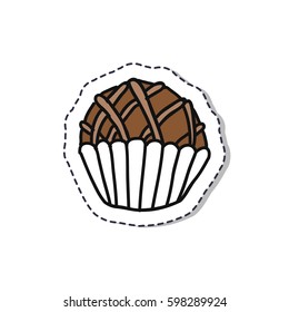 doodle icon, sticker. chocolate candy. isolated on white background. vector illustration
