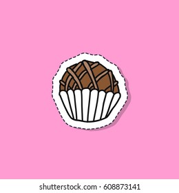doodle icon, sticker. chocolate candy. vector illustration