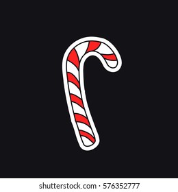 doodle icon, sticker. Christmas candy. vector illustration