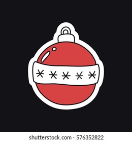 doodle icon, sticker. Christmas tree toy. vector illustration