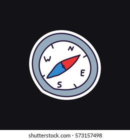 doodle icon, sticker. compass. vector illustration