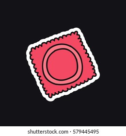 doodle icon, sticker. condom. vector illustration