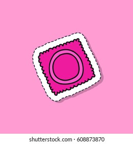 doodle icon, sticker. condom. vector illustration