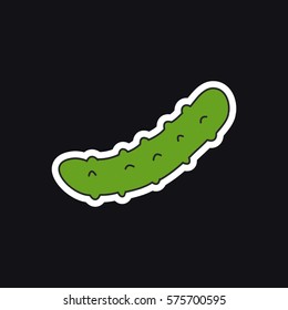 doodle icon, sticker. cucumber. vector illustration