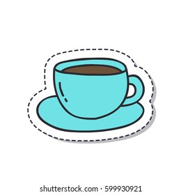 doodle icon, sticker. cup of coffee. isolated on white background. vector illustration