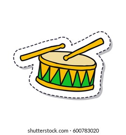 doodle icon, sticker. drum. isolated on white background. vector illustration