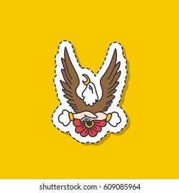 doodle icon, sticker. eagle. traditional tattoo flash. vector illustration