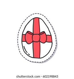 doodle icon, sticker. Easter egg. isolated on white background. vector illustration