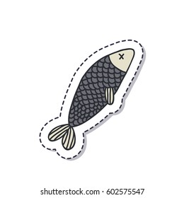 doodle icon, sticker. fish. isolated on white background. vector illustration