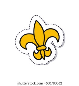 doodle icon, sticker. fleur de lis. isolated on white background. vector illustration