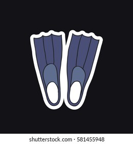 doodle icon, sticker. flippers. vector illustration