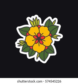 doodle icon, sticker. flower. traditional tattoo flash. vector illustration