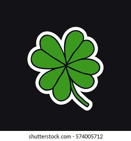 doodle icon, sticker. four-leaf clover. vector illustration