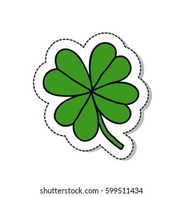 doodle icon, sticker. four-leaf clover. isolated on white background. vector illustration
