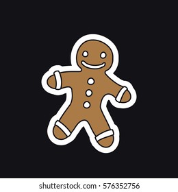 doodle icon, sticker. gingerbread. vector illustration