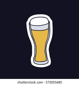 doodle icon, sticker. glass of beer. vector illustration