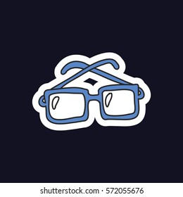 doodle icon, sticker. glasses. vector illustration