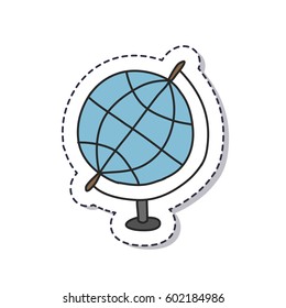 doodle icon, sticker. globe. isolated on white background. vector illustration