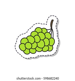 doodle icon, sticker. grape. isolated on white background. vector illustration