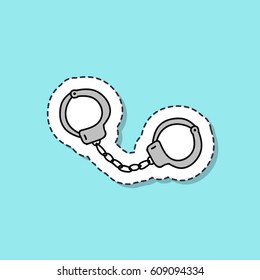doodle icon, sticker. handcuffs. vector illustration