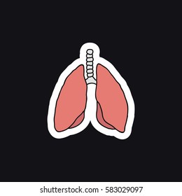 doodle icon, sticker. human lungs. vector illustration