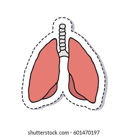 doodle icon, sticker. human lungs. isolated on white background. vector illustration