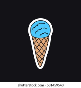 doodle icon, sticker. ice cream. vector illustration