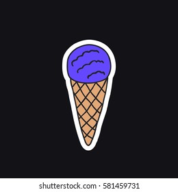 doodle icon, sticker. ice cream. vector illustration