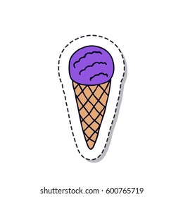 doodle icon, sticker. ice cream. vector illustration