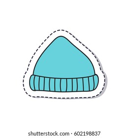 doodle icon, sticker. knitted hat. isolated on white background. vector illustration