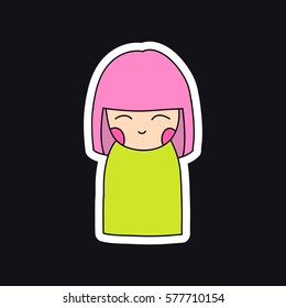 doodle icon, sticker. kokeshi. vector illustration