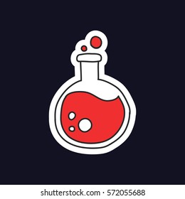 doodle icon, sticker. laboratory flask. vector illustration