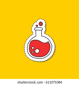 doodle icon, sticker. laboratory flask. vector illustration