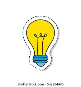 doodle icon, sticker. lightbulb. isolated on white background. vector illustration