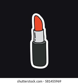 doodle icon, sticker. lipstick. vector illustration