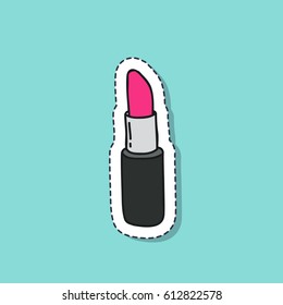 doodle icon, sticker. lipstick. vector illustration