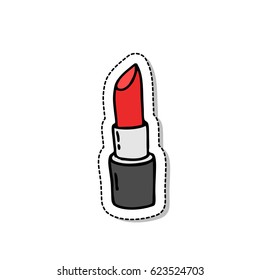 doodle icon, sticker. lipstick. vector illustration