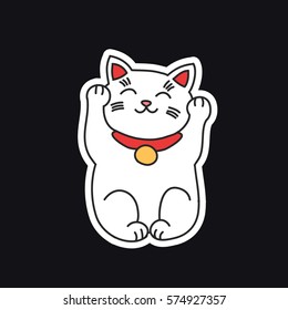 doodle icon, sticker. maneki neko. vector illustration