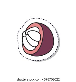 doodle icon, sticker. mangosteen. isolated on white background. vector illustration