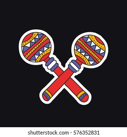 doodle icon, sticker. maracas. vector illustration