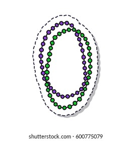 doodle icon, sticker. Mardi Gras beads. isolated on white background. vector illustration