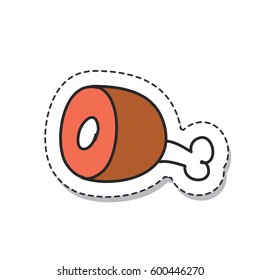 doodle icon, sticker. meat. isolated on white background. vector illustration