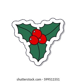 doodle icon, sticker. mistletoe. isolated on white background. vector illustration