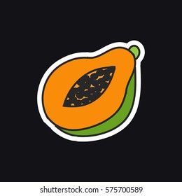 doodle icon, sticker. papaya. vector illustration