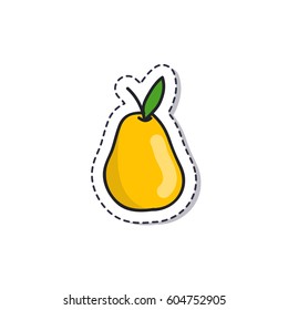 doodle icon, sticker. pear. isolated on white background. vector illustration