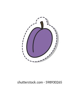 doodle icon, sticker. plum. isolated on white background. vector illustration