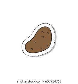 doodle icon, sticker. potato. isolated on white background