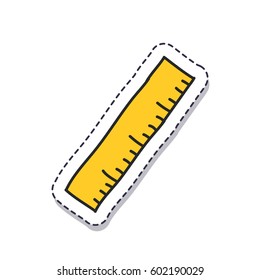 doodle icon, sticker. ruler. isolated on white background. vector illustration
