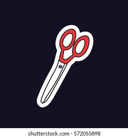 doodle icon, sticker. scissors. vector illustration